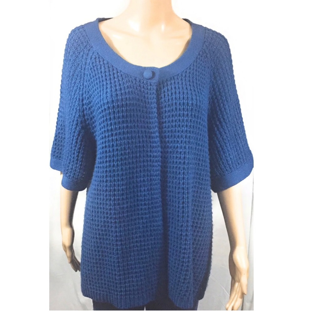 🛑SOLD 🛑IZOD Sweater Plus Size 2X Blue One Button Closure